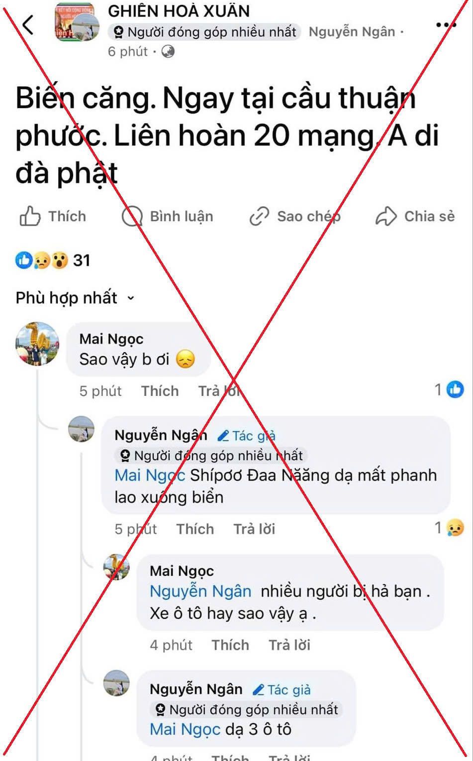 Tung tin "3 &ocirc; t&ocirc; mất phanh lao xuống biển, li&ecirc;n ho&agrave;n 20 mạng" để... b&aacute;n h&agrave;ng Tết!- Ảnh 2.