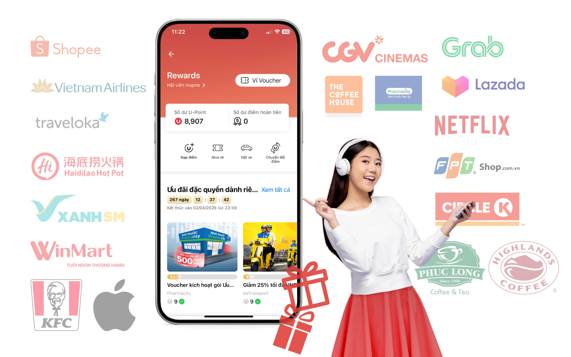 Khách hàng Techcombank có thêm nhiều ưu đãi chỉ từ 1 điểm tích lũy U-Point
