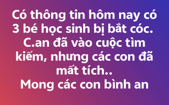 Sự thật về 3 học sinh ở TP HCM bị bắt cóc