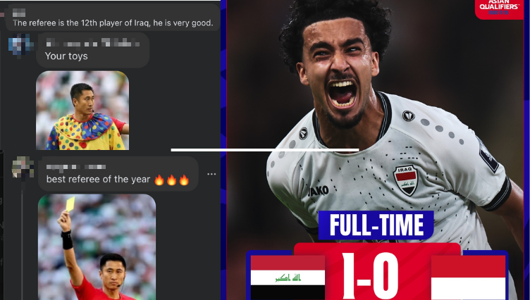 Thua Iraq, Indonesia nhận 3 thẻ đỏ, trưởng đoàn xô trọng tài - Ảnh 2.