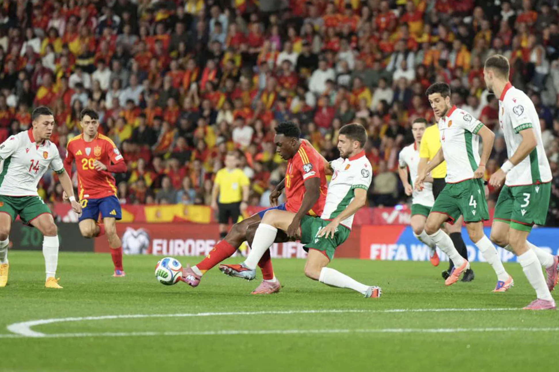 T&acirc;y Ban Nha thắng đậm Bulgaria 4-0, &aacute;p s&aacute;t v&ograve;ng chung kết World Cup 2026 - Ảnh 1.