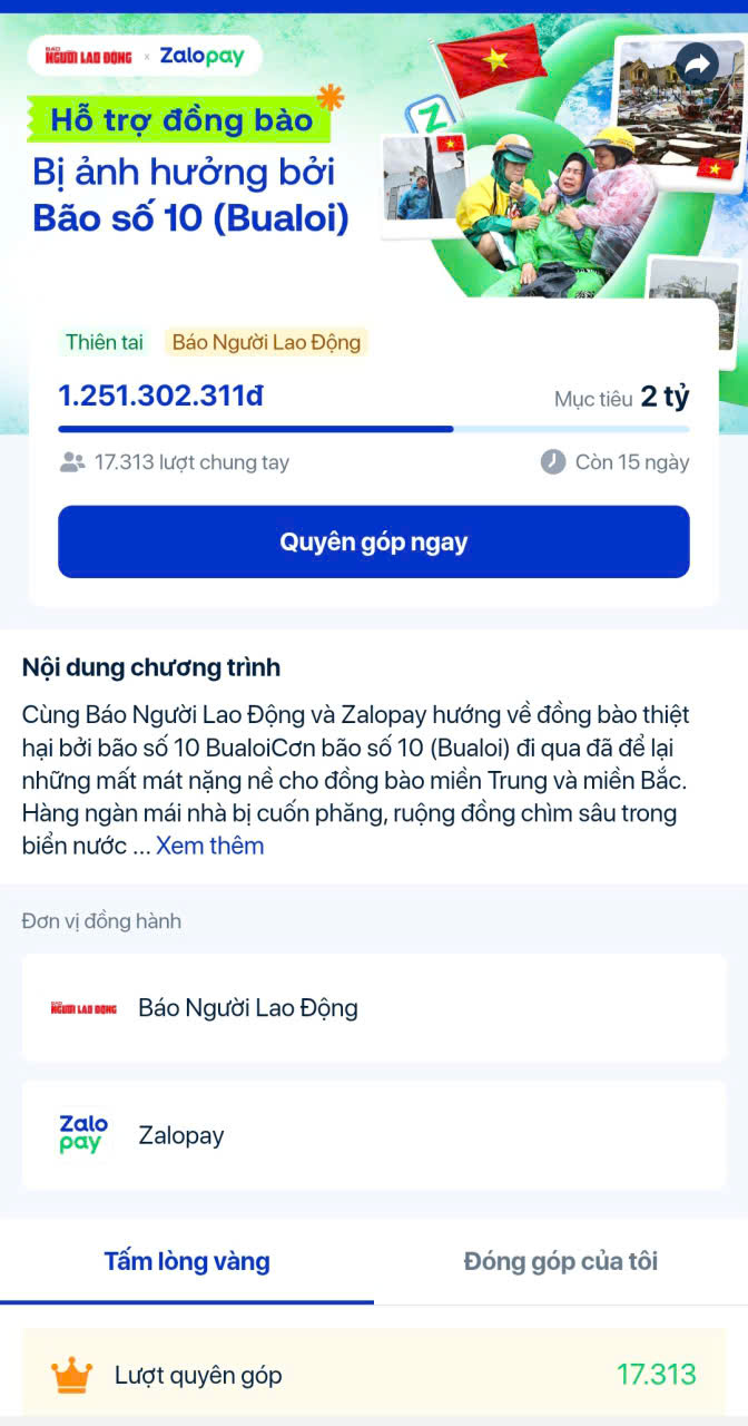 Gần 2 , 4 tỉ đồng quyên góp hỗ trợ đồng bào vùng lũ từ Báo Người Lao Động - Ảnh 2.