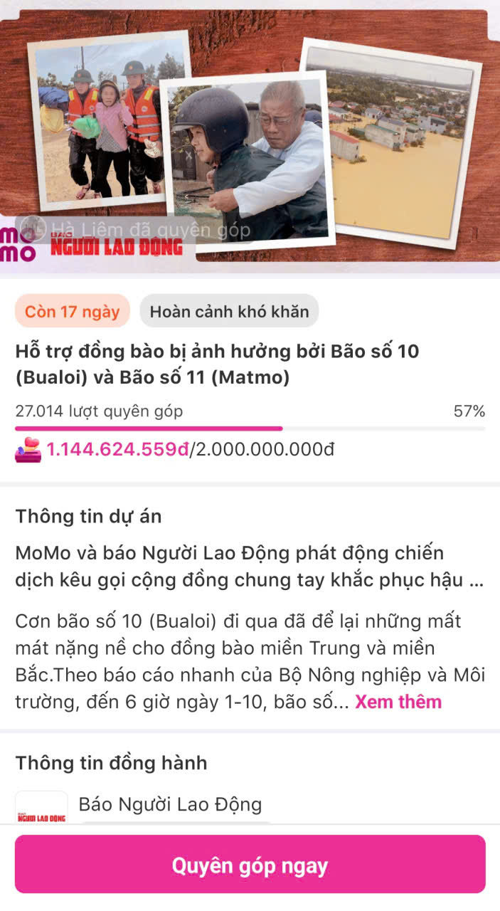 Gần 2 , 4 tỉ đồng quyên góp hỗ trợ đồng bào vùng lũ từ Báo Người Lao Động - Ảnh 4.