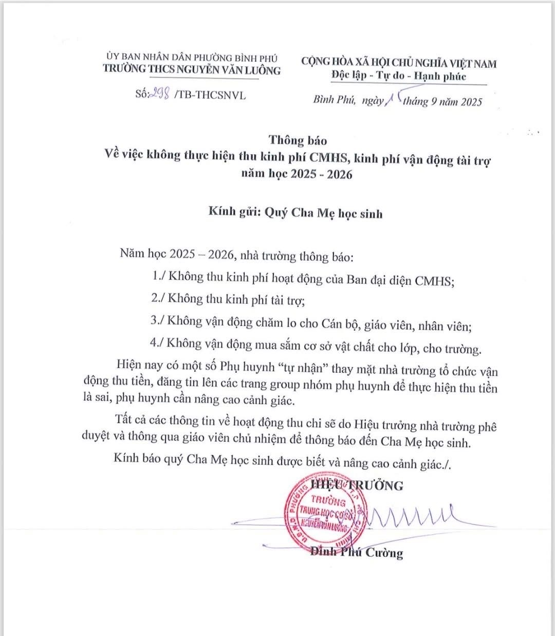 Những th&ocirc;ng b&aacute;o "lạ" của trường học ở TP HCM: Mong phụ huynh kh&ocirc;ng ủng hộ - Ảnh 3.