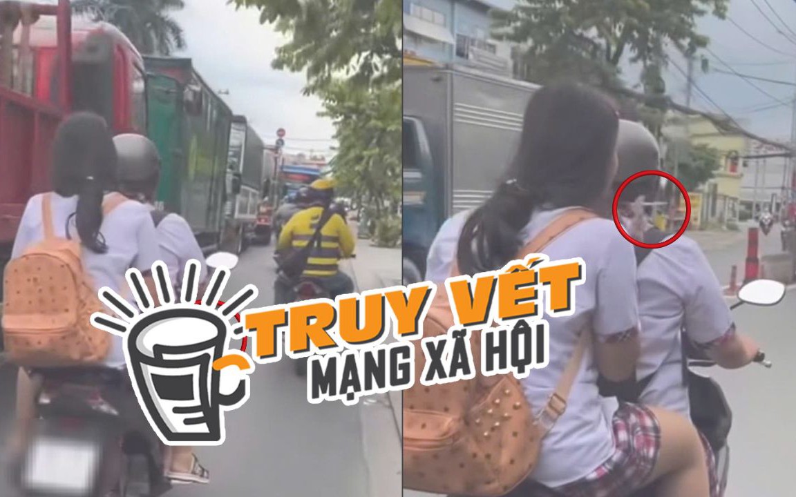 CSGT TP HCM vào cuộc vụ nữ sinh đi xe máy không đội mũ bảo hiểm, phì phèo điếu thuốc