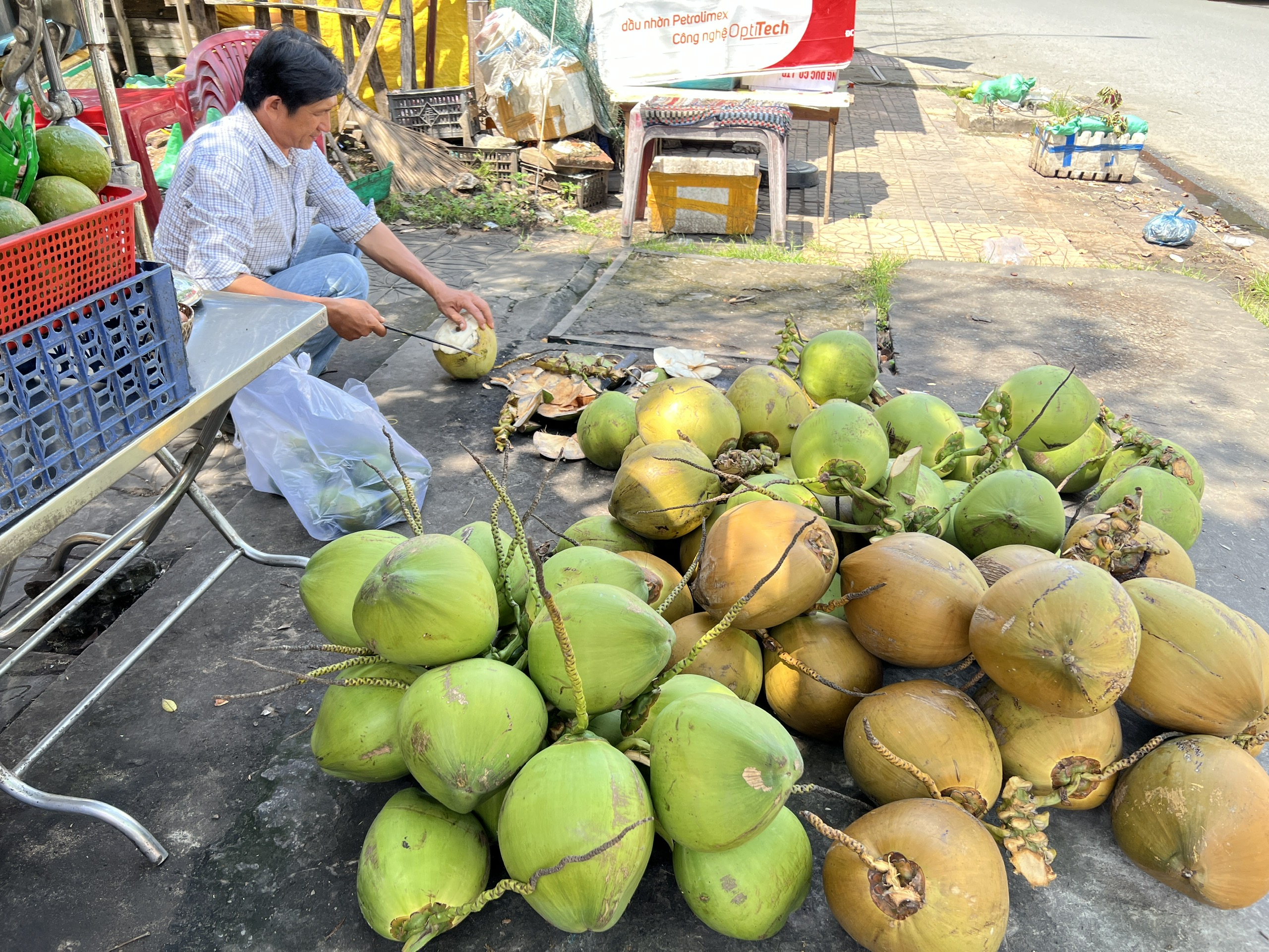 Giá nông thủy sản miền Tây: Dừa tươi rớt giá, dừa khô thành "ngôi sao" - Ảnh 1.