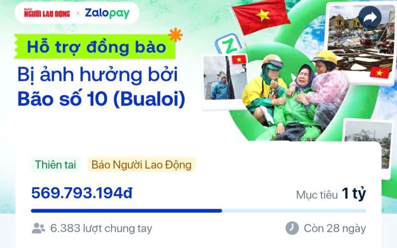 Con số bất ngờ từ chương trình quyên góp chung tay khắc phục thiệt hại do bão số 10 Bualoi