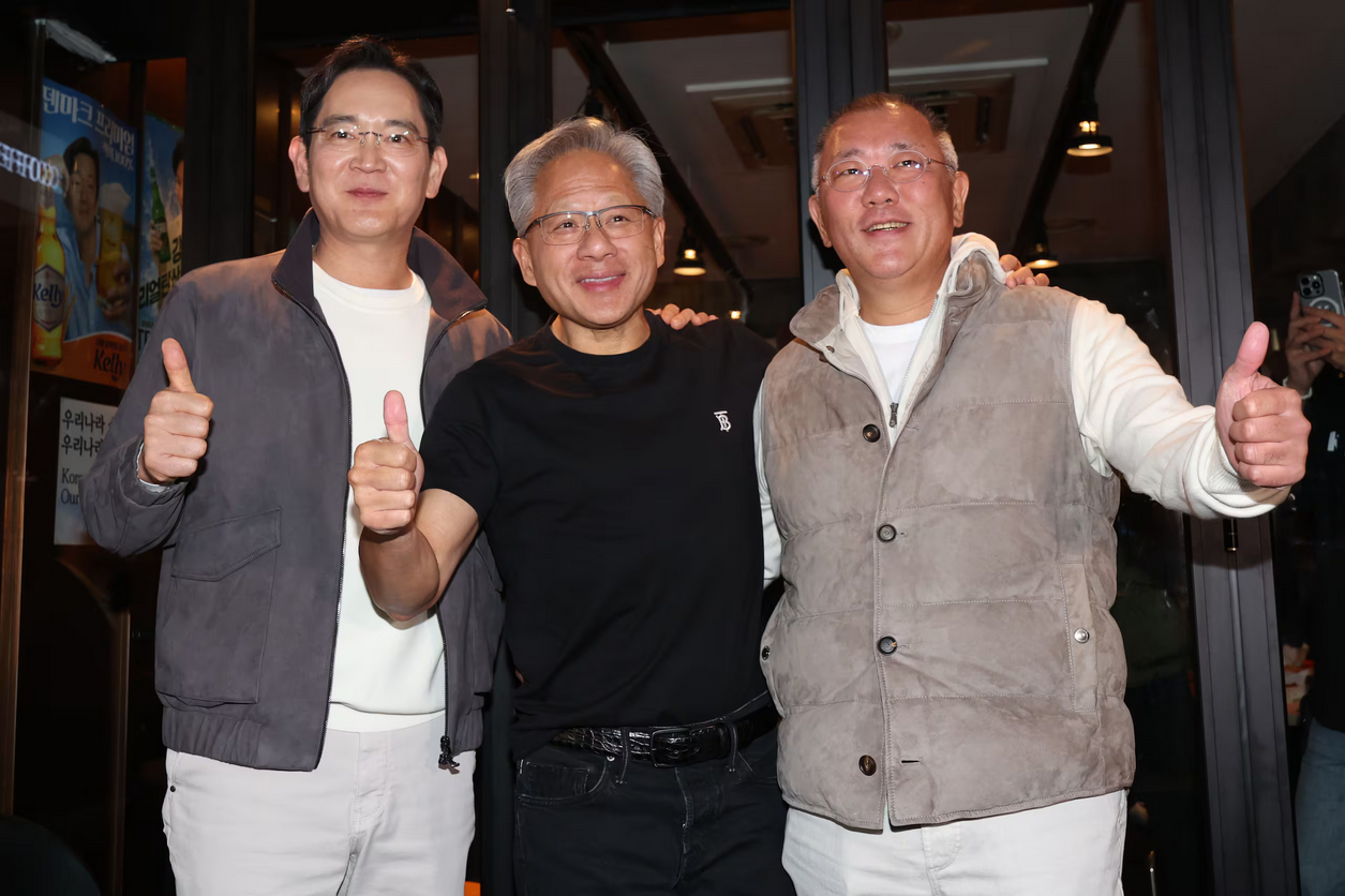 Jensen Huang ăn tối 'g&agrave; bia' c&ugrave;ng l&atilde;nh đạo Samsung v&agrave; Hyundai - Ảnh 4.