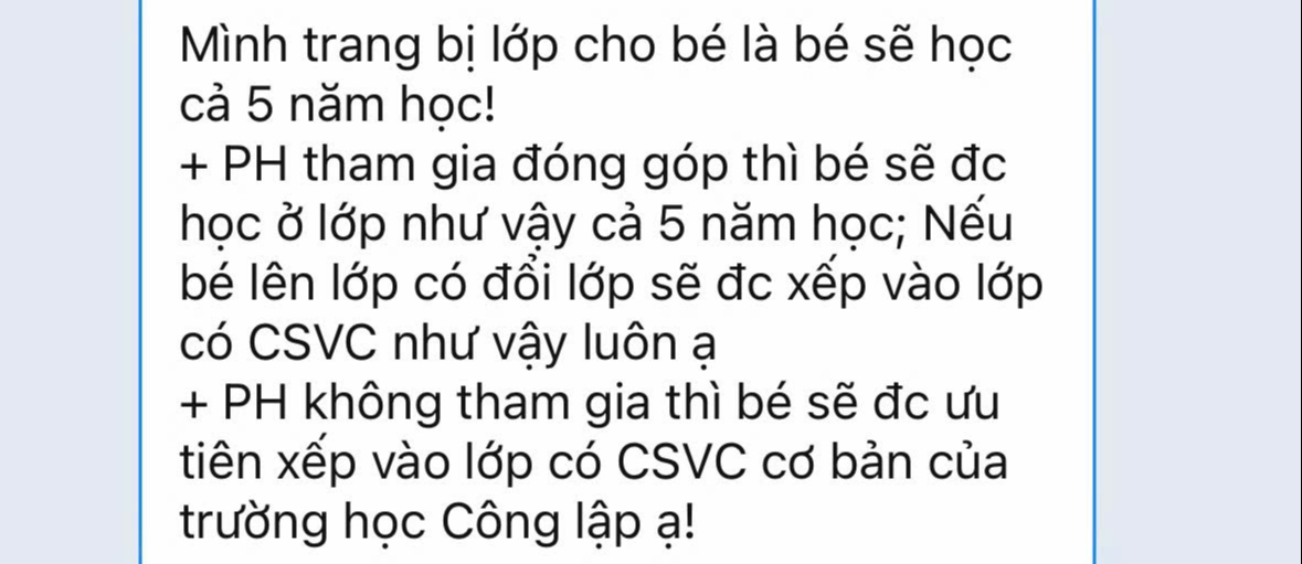X&ocirc;n xao tin nhắn gi&aacute;o vi&ecirc;n "Phụ huynh kh&ocirc;ng đ&oacute;ng g&oacute;p th&igrave; được xếp v&agrave;o lớp cơ bản" - Ảnh 2.