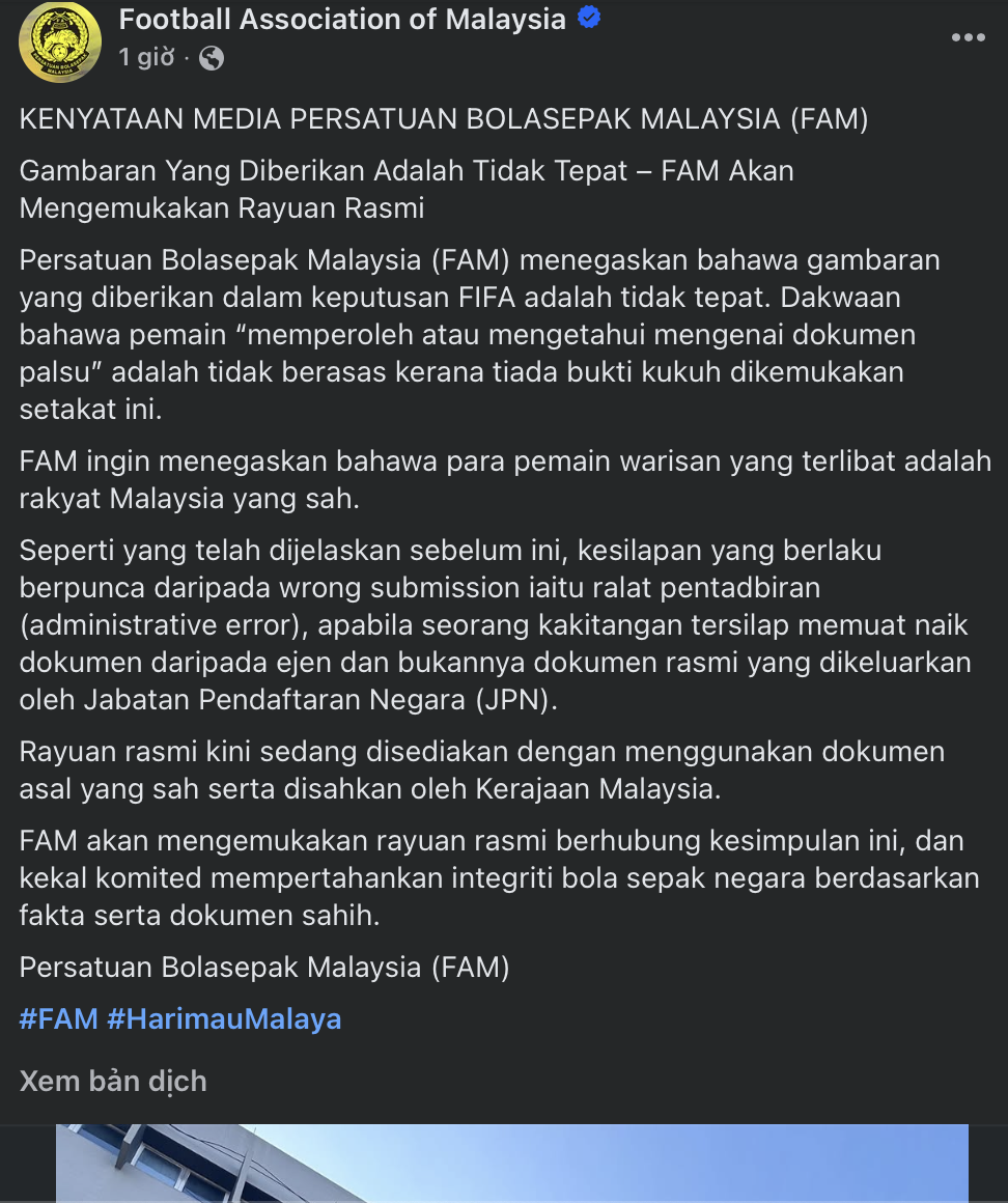 Malaysia l&yacute; giải cụ thể về lỗi kỹ thuật trong gian lận bị FIFA điểm t&ecirc;n - Ảnh 2.
