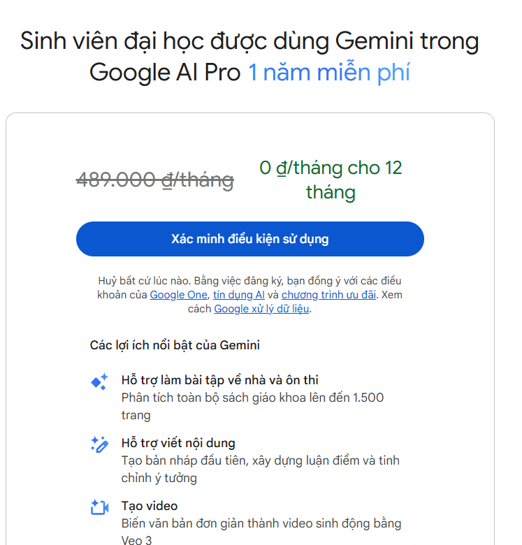 Cách đăng ký Gemini Pro miễn phí 1 năm cho sinh viên - Ảnh 2.
