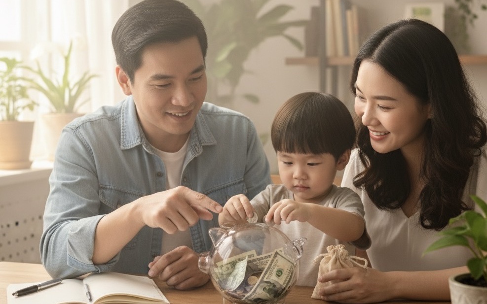 Dạy con &yacute; thức tiết kiệm