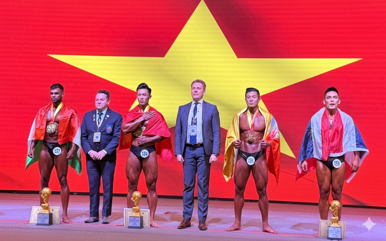 Thể hình Việt Nam giành hat-trick á quân giải vô địch thế giới