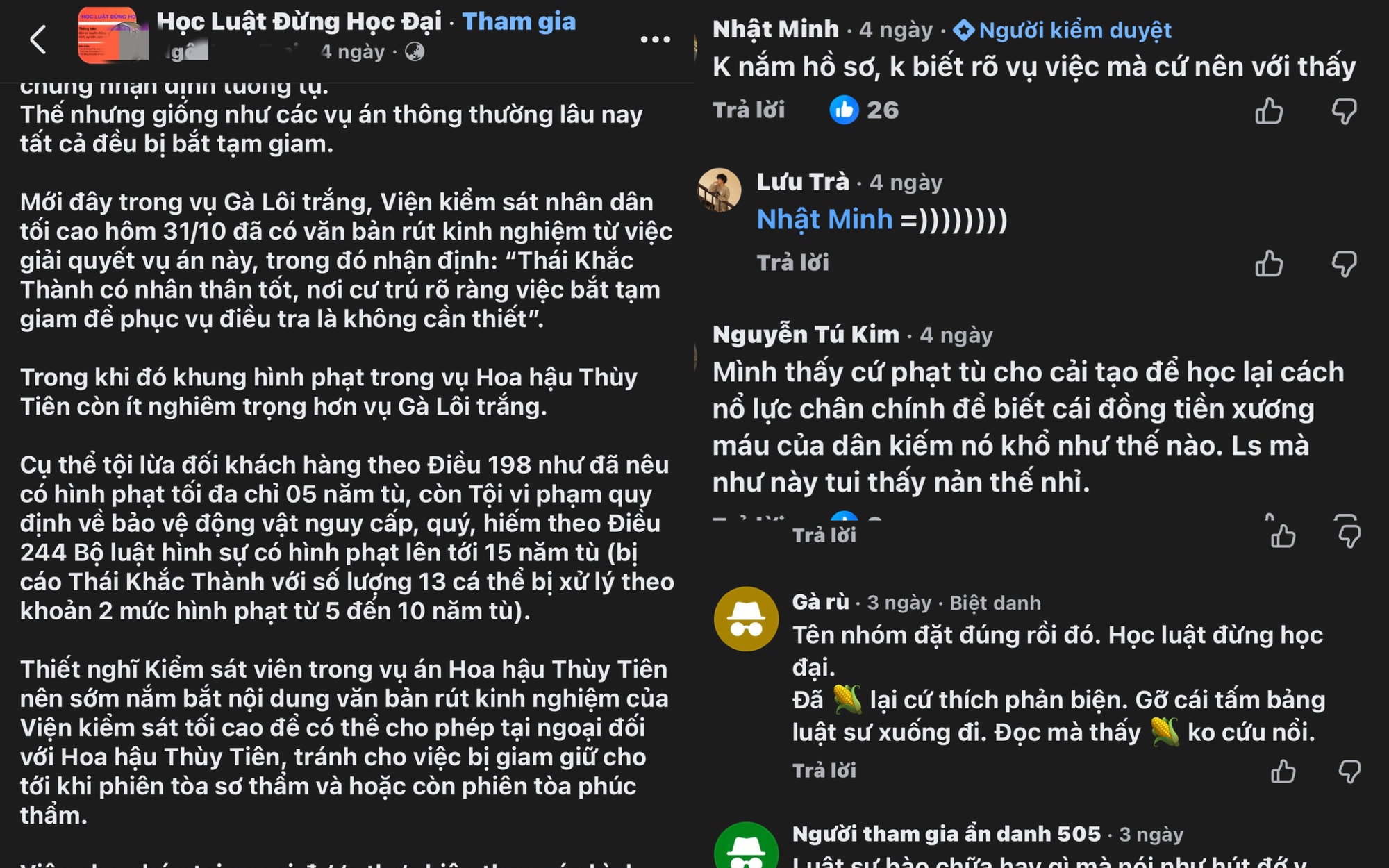 Trước phiên tòa "Chị Em Rọt", xuất hiện bài viết "hoa hậu Thùy Tiên nên được tại ngoại"