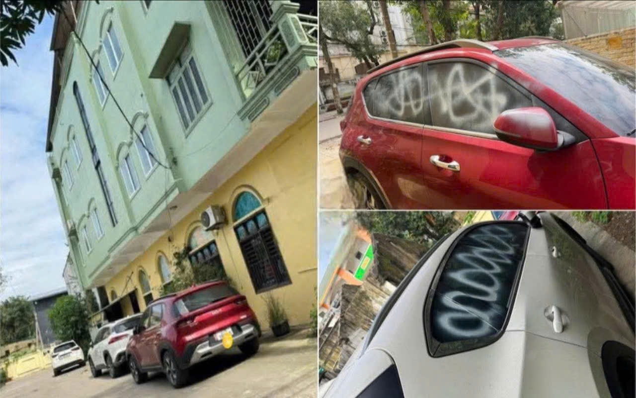 Xôn xao hình ảnh nhiều xe ô tô bị xịt sơn khi đậu bên đường