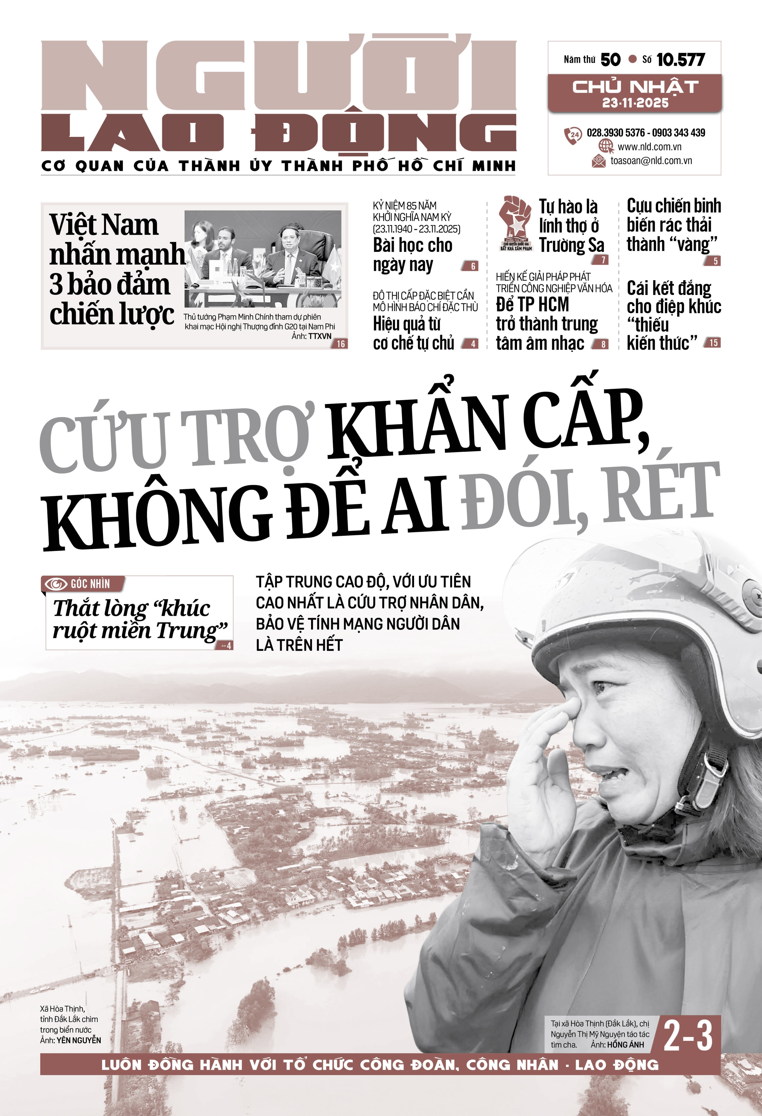 Báo in ngày 23-11: Cứu trợ khẩn cấp, không để ai đói, rét - Ảnh 1.