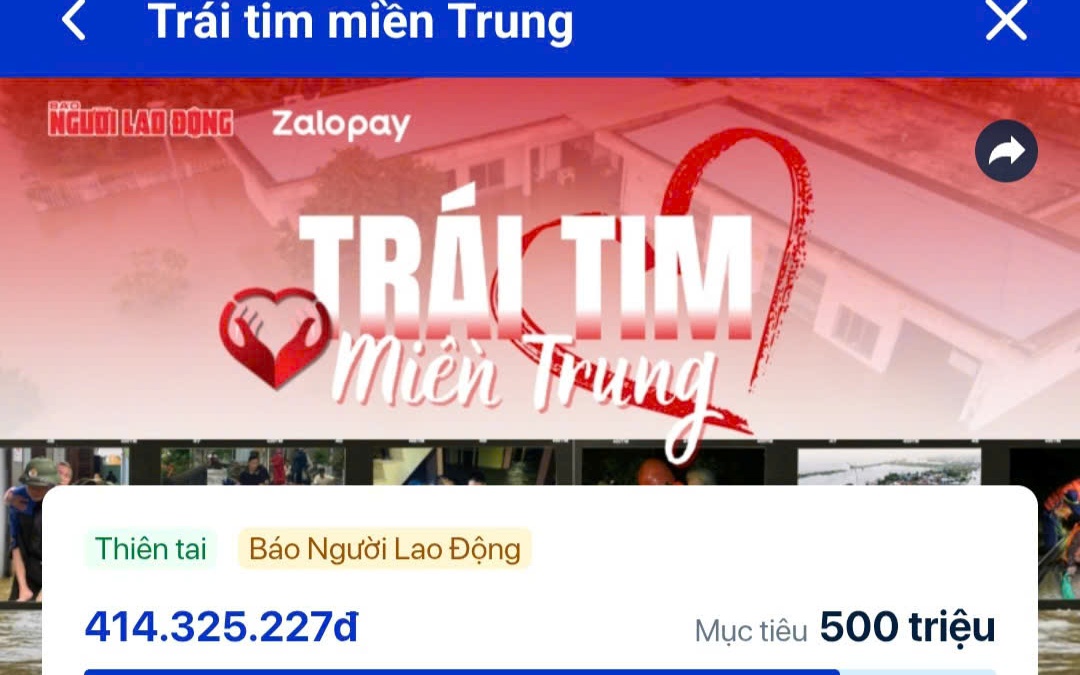Hàng ngàn tấm lòng gửi tới bà con vùng lũ ở miền Trung qua cổng Zalopay
