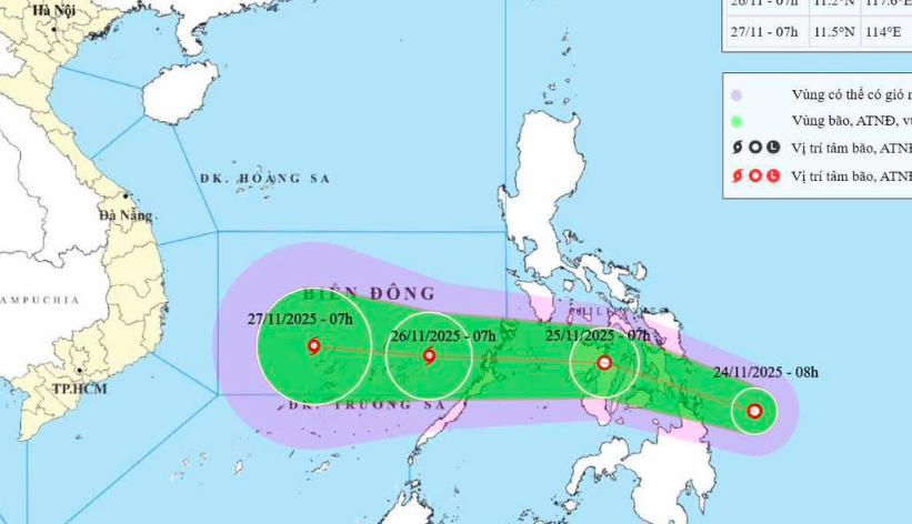 Áp thấp nhiệt đới mạnh lên thành bão , hướng đổ bộ vào Nam Trung Bộ - Ảnh 1.