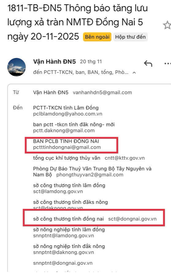 Công ty Thủy điện Đồng Nai 5 lên tiếng về thông báo xả lũ không nhận được - Ảnh 3.