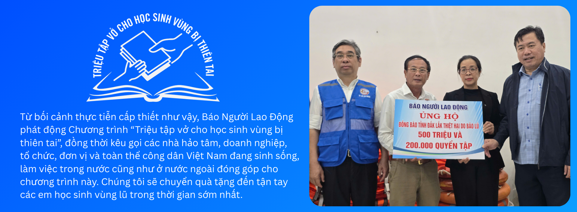 Báo Người Lao Động phát động chương trình “Triệu tập vở cho học sinh vùng bị thiên tai” - Ảnh 18.