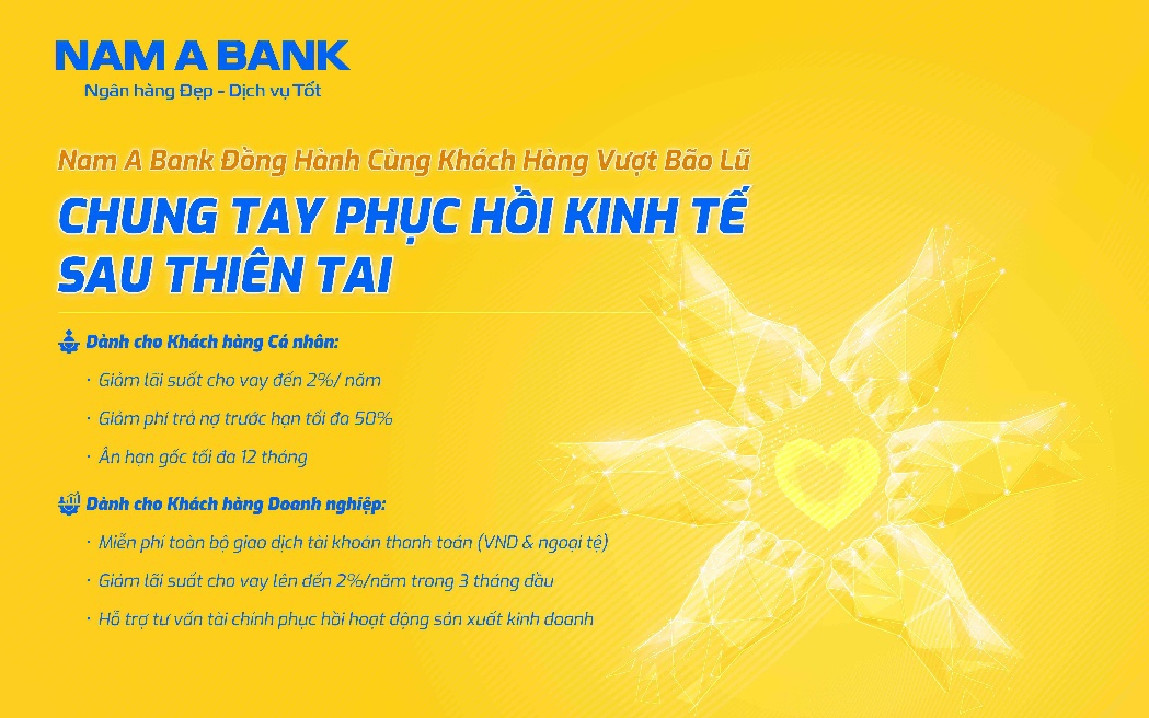 Nam A Bank giảm lãi suất vay lên đến 2% cho khách hàng ảnh hưởng thiên tai