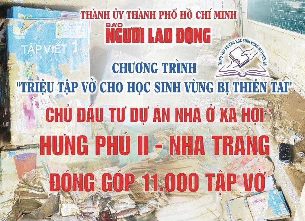 Chương tr&igrave;nh "Triệu tập vở cho học sinh v&ugrave;ng thi&ecirc;n tai" đến Kh&aacute;nh H&ograve;a - Ảnh 1.