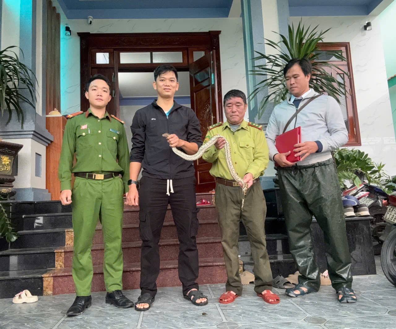 Nam thanh ni&ecirc;n giao nộp trăn đất q&uacute;y hiếm cho cơ quan chức năng tại Quảng Trị - Ảnh 1.