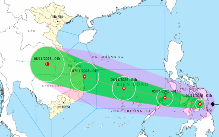 Bão Kalmaegi giật cấp 16, di chuyển rất nhanh, ảnh hưởng tới miền Trung từ đêm 6-11
