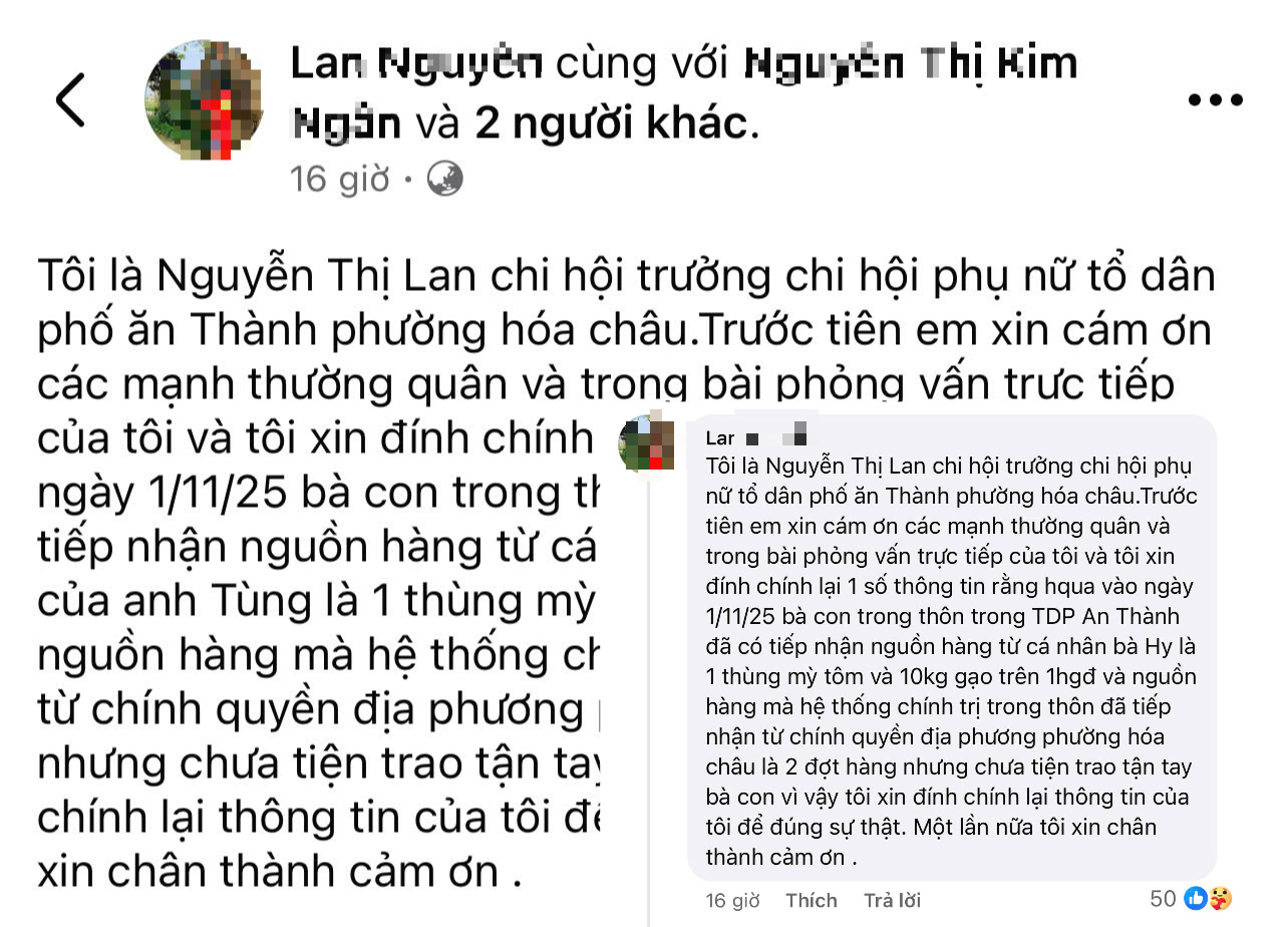 Nữ c&aacute;n bộ khu phố đ&iacute;nh ch&iacute;nh th&ocirc;ng tin xin h&agrave;ng cứu trợ lũ lụt ở Huế - Ảnh 2.