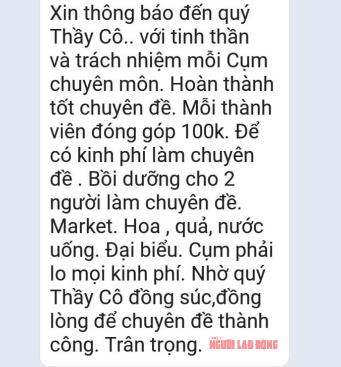 Gi&aacute;o vi&ecirc;n bức x&uacute;c v&igrave; bị y&ecirc;u cầu nộp 100.000 đồng "bồi dưỡng" khi đi tập huấn - Ảnh 2.