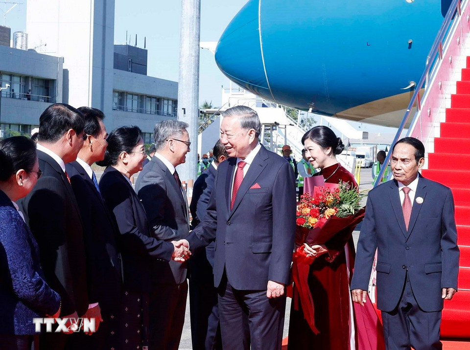 Lễ đón trọng thể Tổng Bí thư Tô Lâm và Phu nhân tại Vientiane , Lào - Ảnh 5.