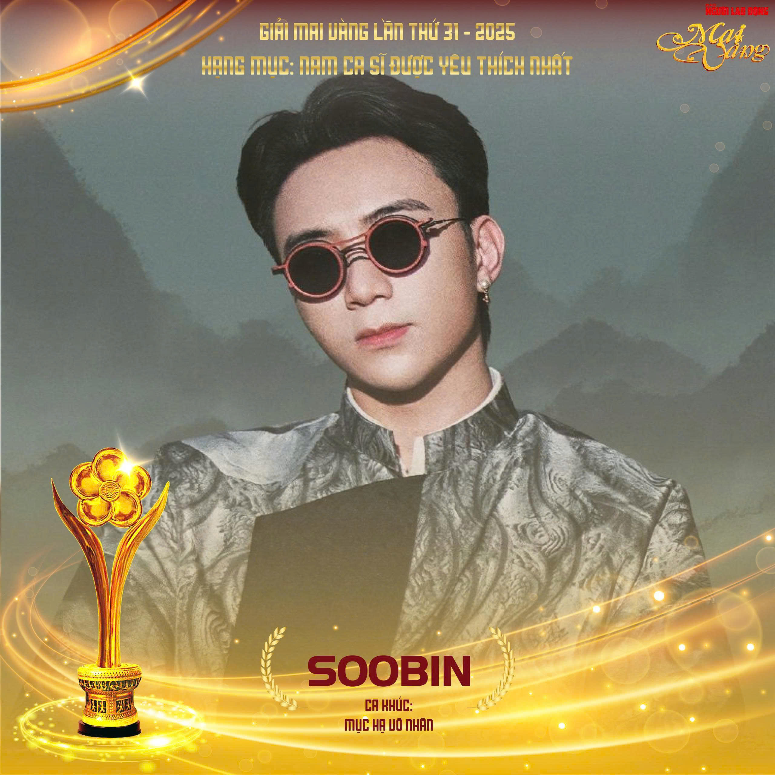 SOOBIN l&agrave; ứng vi&ecirc;n giải Mai V&agrave;ng lần thứ 31-2025 hạng mục Nam ca sĩ được y&ecirc;u th&iacute;ch nhất   - Ảnh 1.