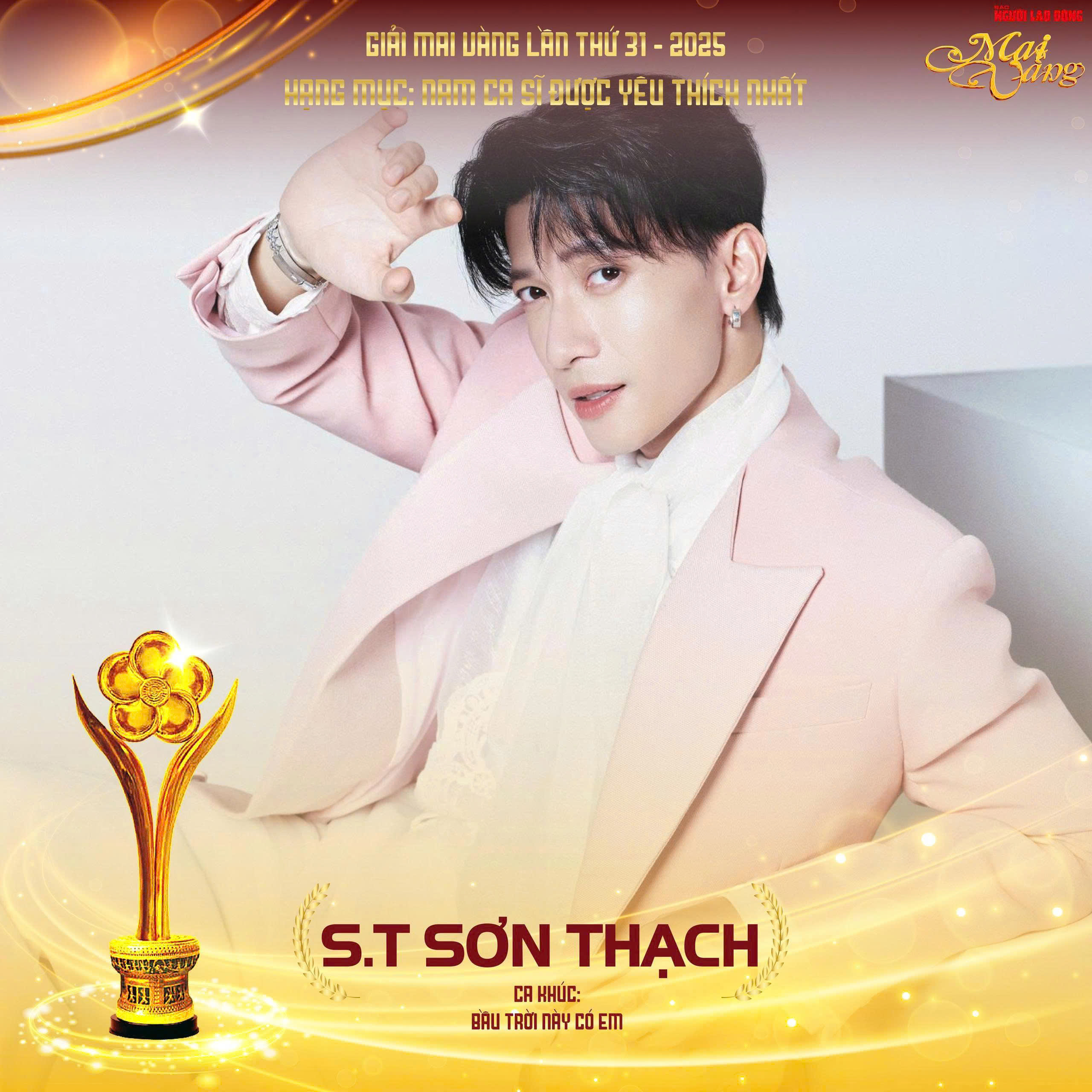 S.T Sơn Thạch  l&agrave; ứng vi&ecirc;n giải Mai V&agrave;ng lần thứ 31-2025 hạng mục Nam ca sĩ được y&ecirc;u th&iacute;ch nhất - Ảnh 1.