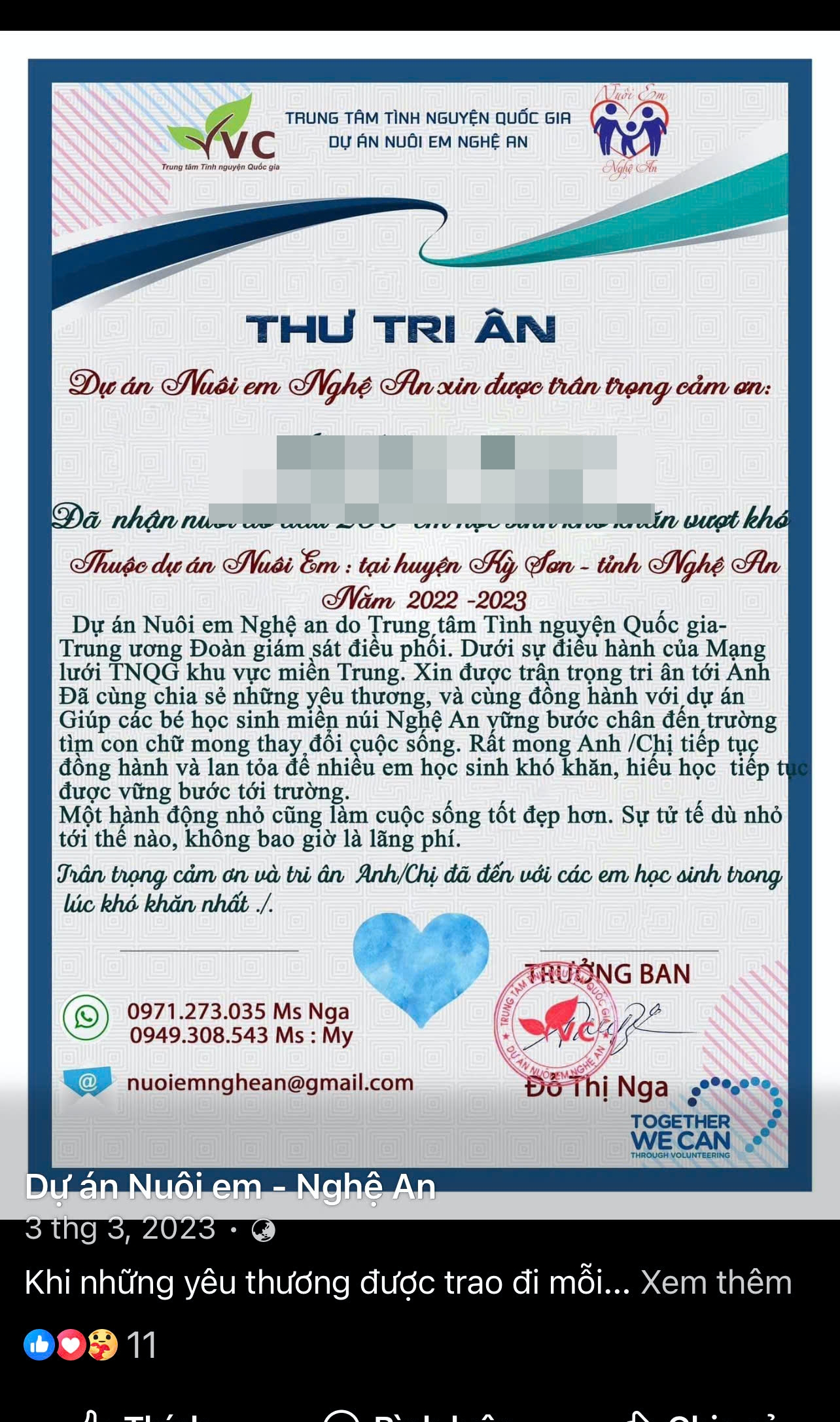 Dự án "Nuôi em - Nghệ An": Có dấu hiệu mạo danh Trung tâm Tình nguyện quốc gia - Ảnh 1.