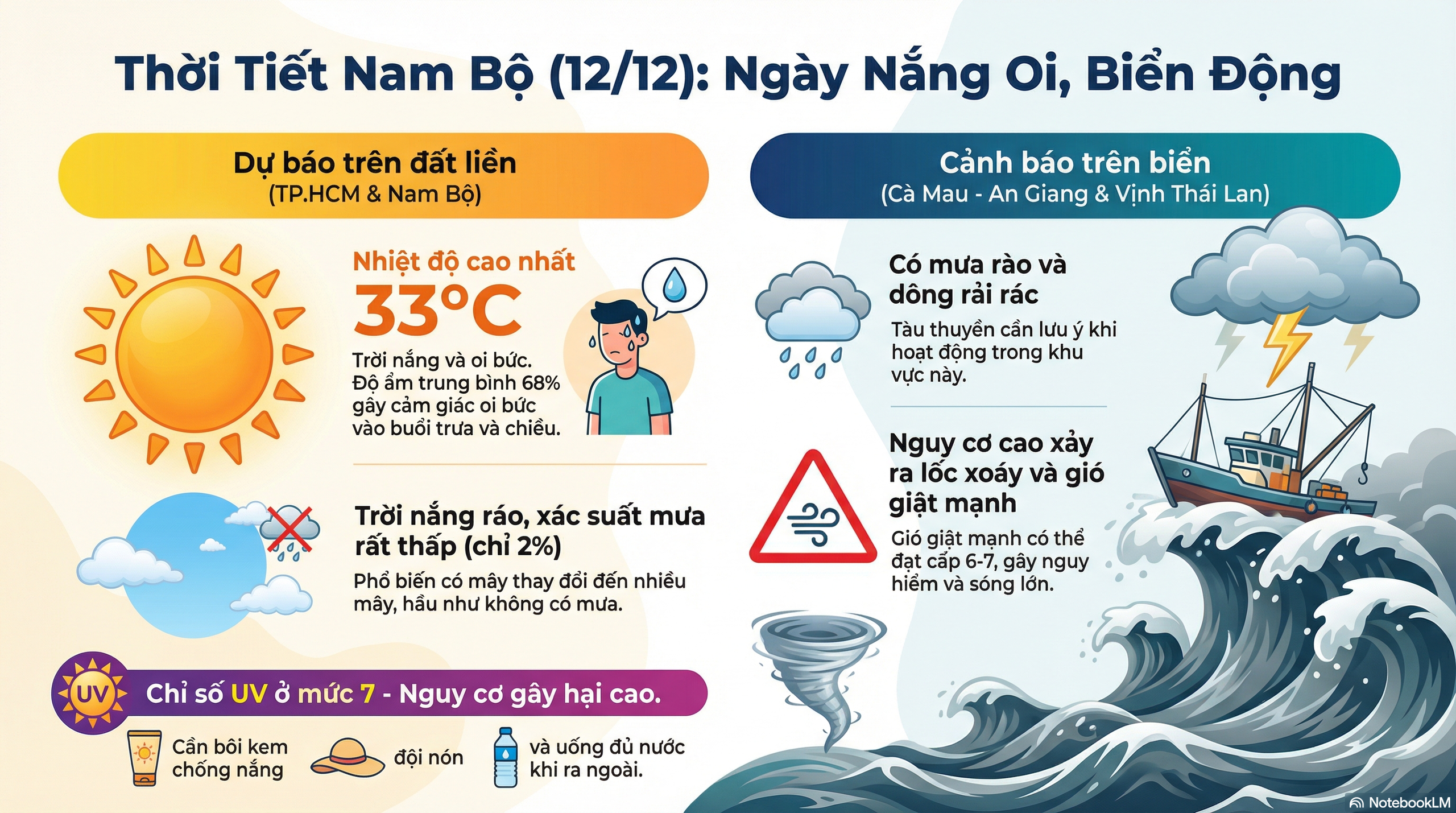 Dự báo thời tiết hôm nay, 12-12: TPHCM và Nam Bộ nắng ráo, UV cao - Ảnh 2.