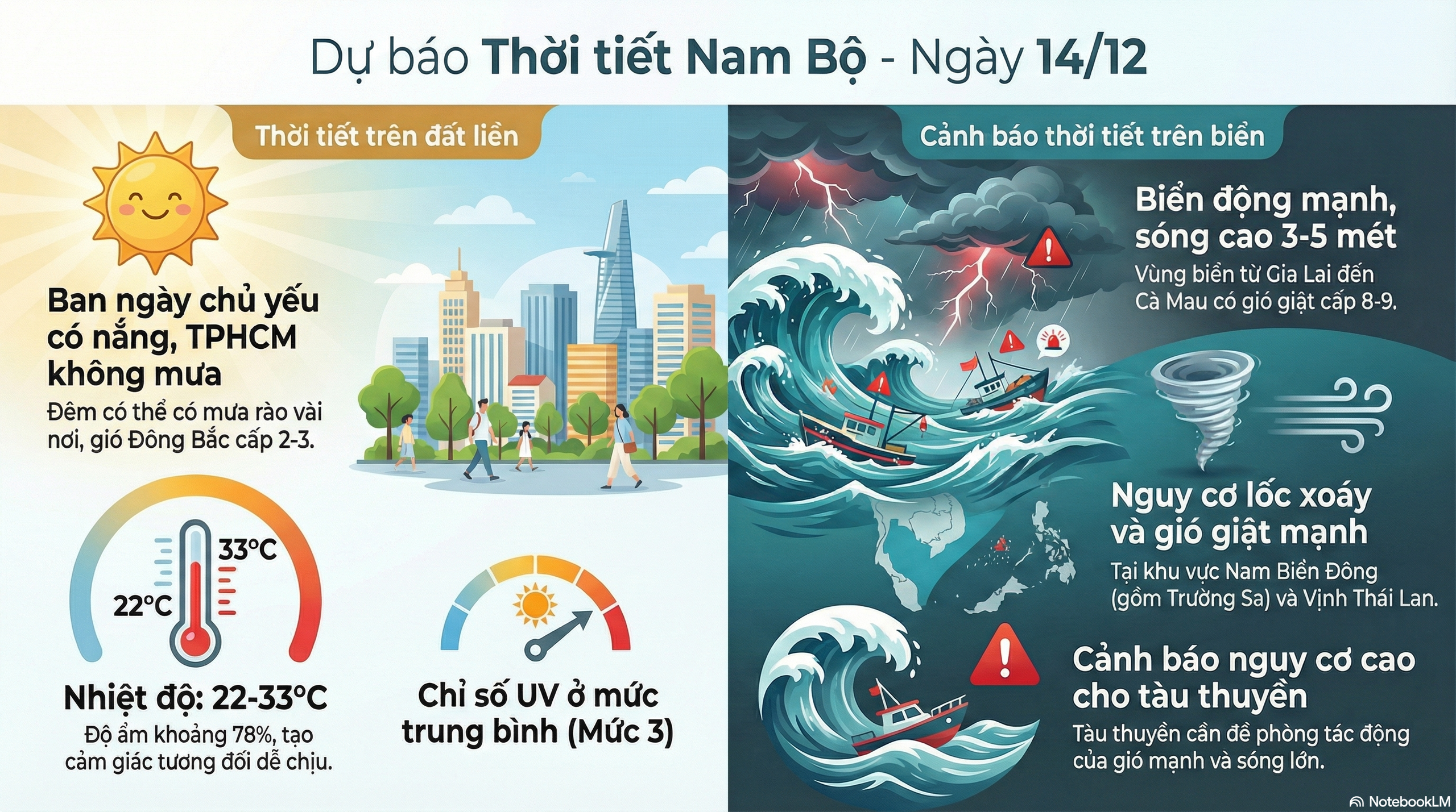 Dự b&aacute;o thời tiết h&ocirc;m nay, 14-12: TPHCM v&agrave; Nam Bộ ng&agrave;y nắng, &iacute;t mưa - Ảnh 2.