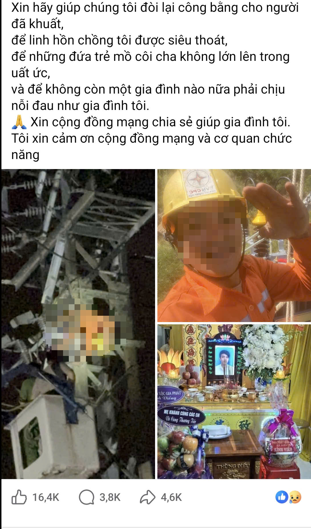 Người đ&agrave;n &ocirc;ng tử vong do điện giật khi sửa đường d&acirc;y trung thế ai chịu tr&aacute;ch nhiệm - Ảnh 1.