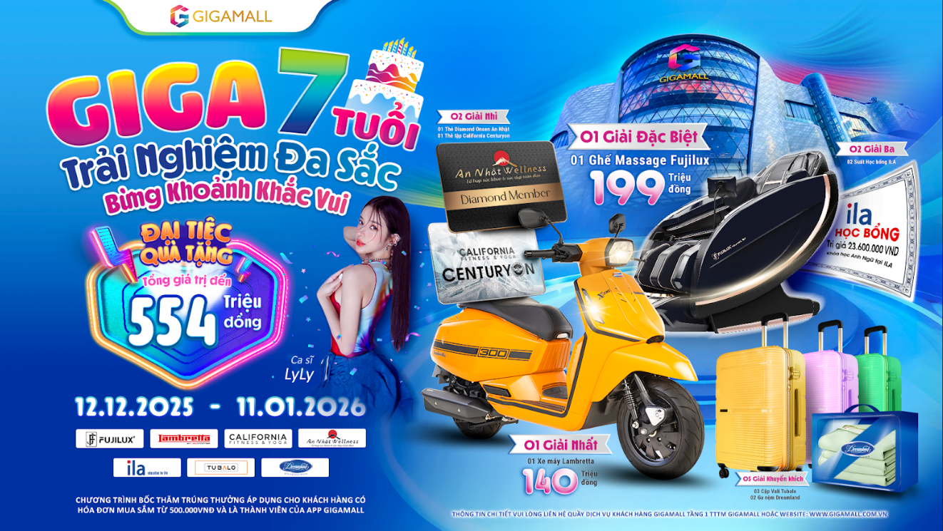 Đại tiệc sinh nhật 7 tuổi của TTTM GIGAMALL &ldquo;Trải nghiệm đa sắc - Bừng khoảnh khắc vui&rdquo; - Ảnh 1.