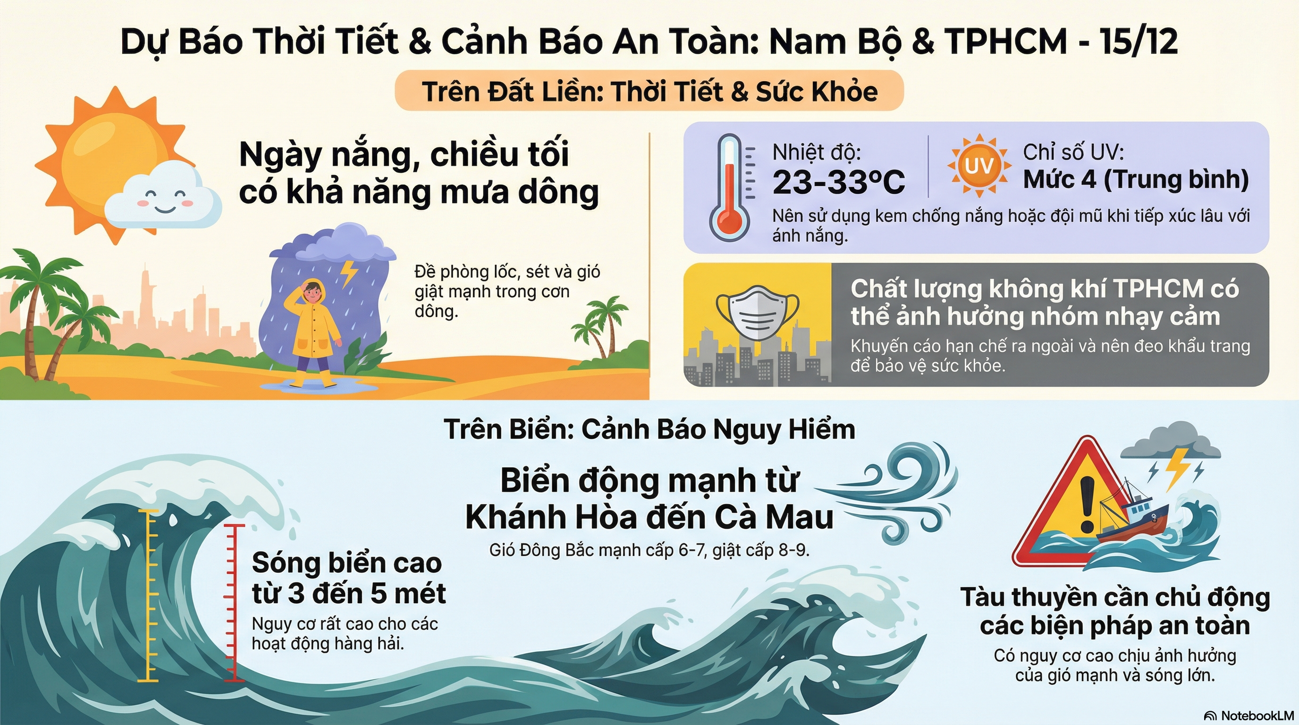 Dự b&aacute;o thời tiết h&ocirc;m nay, 15-12: Nam Bộ ng&agrave;y nắng, c&oacute; nơi mưa về chiều tối - Ảnh 2.
