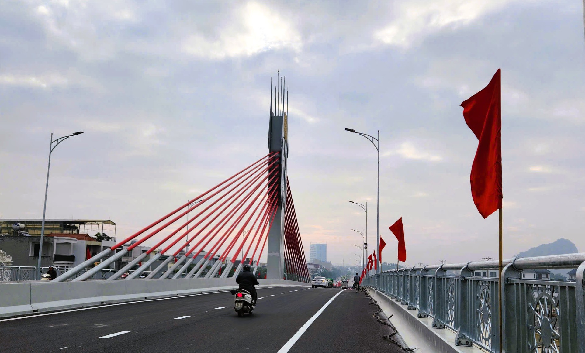 Cầu d&acirc;y văng đầu ti&ecirc;n vượt đường sắt Bắc - Nam ở Thanh H&oacute;a - Ảnh 12.