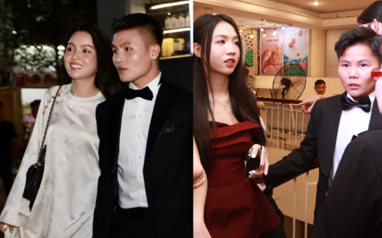 Bích Thùy sánh bước với Trần Thị Duyên, Quang Hải lịch lãm bên vợ dự Quả bóng vàng 2025