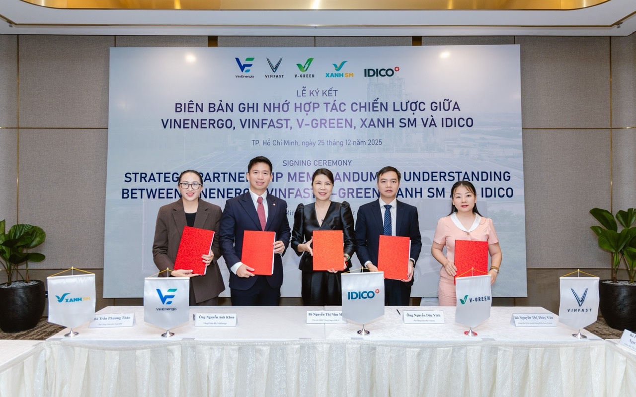 IDICO hợp tác chiến lược với VinEnergo, VinFast, V-Green và Xanh SM thúc đẩy hệ sinh thái xanh