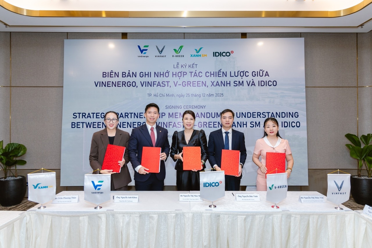 IDICO HỢP T&Aacute;C CHIẾN LƯỢC VỚI VINENERGO, VINFAST, V-GREEN V&Agrave; XANH SM TH&Uacute;C ĐẨY HỆ SINH TH&Aacute;I NĂNG LƯỢNG - Ảnh 1.