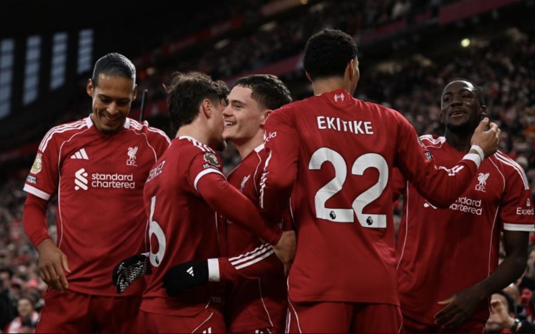 Tân binh đắt giá ghi bàn đầu tiên, Liverpool thắng ngày cuối năm tại Anfield