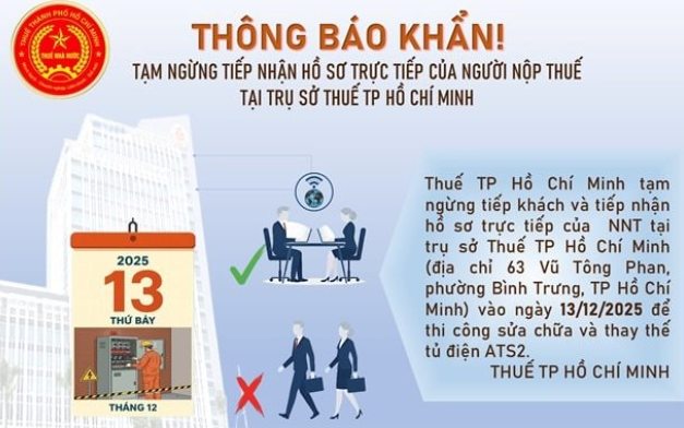Thuế TPHCM có thông báo khẩn