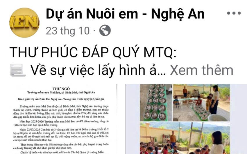 Dự án thiện nguyện “Nuôi em ở Nghệ An” bị tố không minh bạch?