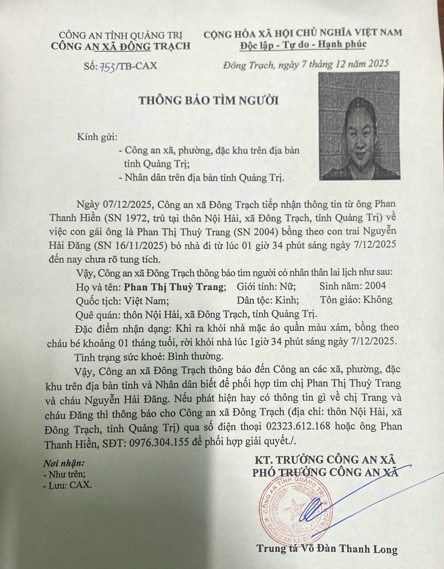 Mẹ trẻ bế con sơ sinh mất t&iacute;ch b&iacute; ẩn l&uacute;c 1 giờ s&aacute;ng tại Quảng Trị - Ảnh 1.