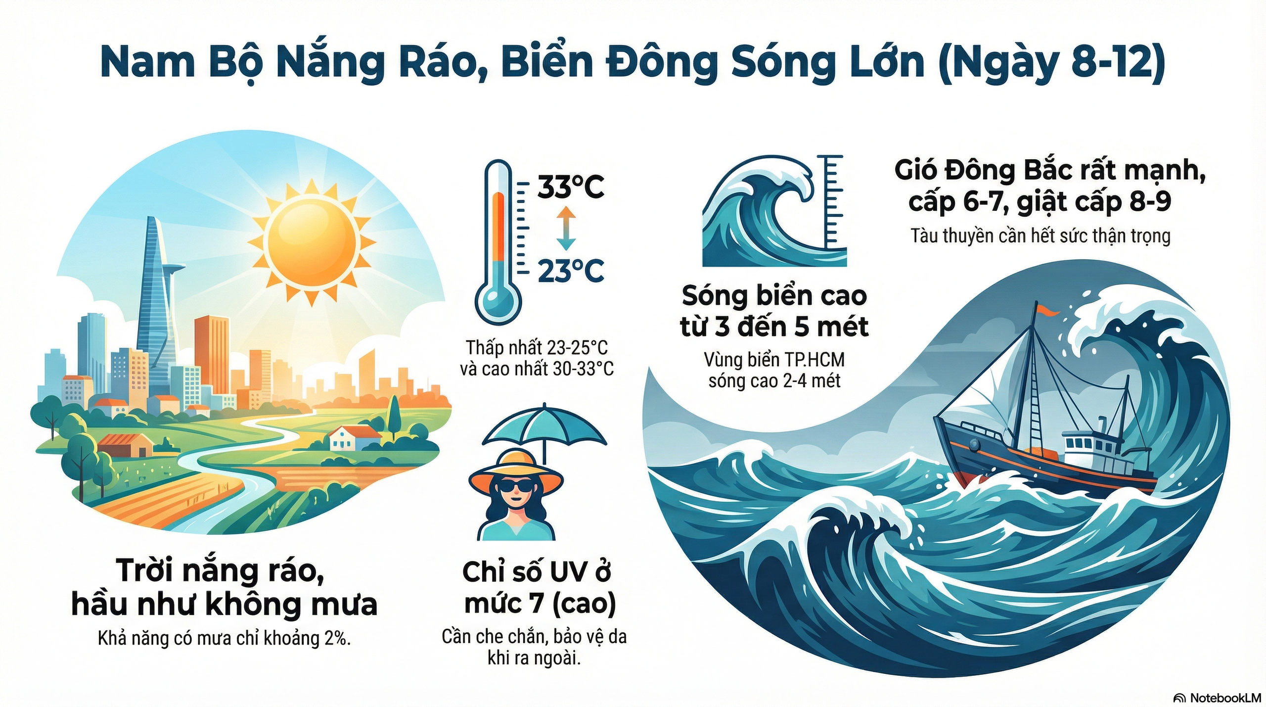 Dự b&aacute;o thời tiết h&ocirc;m nay, 8-12: TPHCM v&agrave; Nam Bộ trời nắng, chỉ số UV ở mức 7 - Ảnh 2.