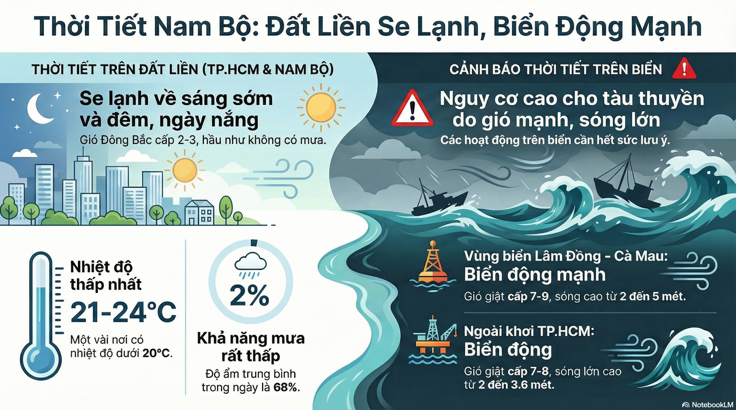  Dự b&aacute;o thời tiết h&ocirc;m nay, 8-12: TPHCM v&agrave; Nam Bộ se lạnh, nhiệt độ giảm - Ảnh 2.