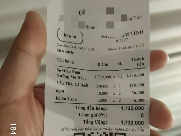 4 con s&ograve; điệp gi&aacute; hơn 1,4 triệu đồng, qu&aacute;n ăn ở Vũng T&agrave;u "bị soi"- Ảnh 2.